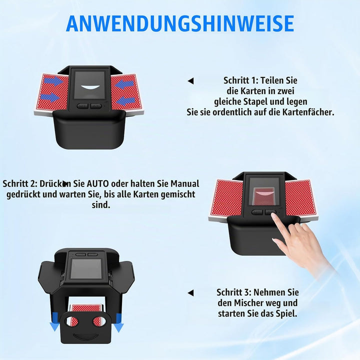 M1L Wiederaufladbar Automatischer Kartenmischer 1-2 Deck, Geräuscharm Elektrische Shuffling-Maschine