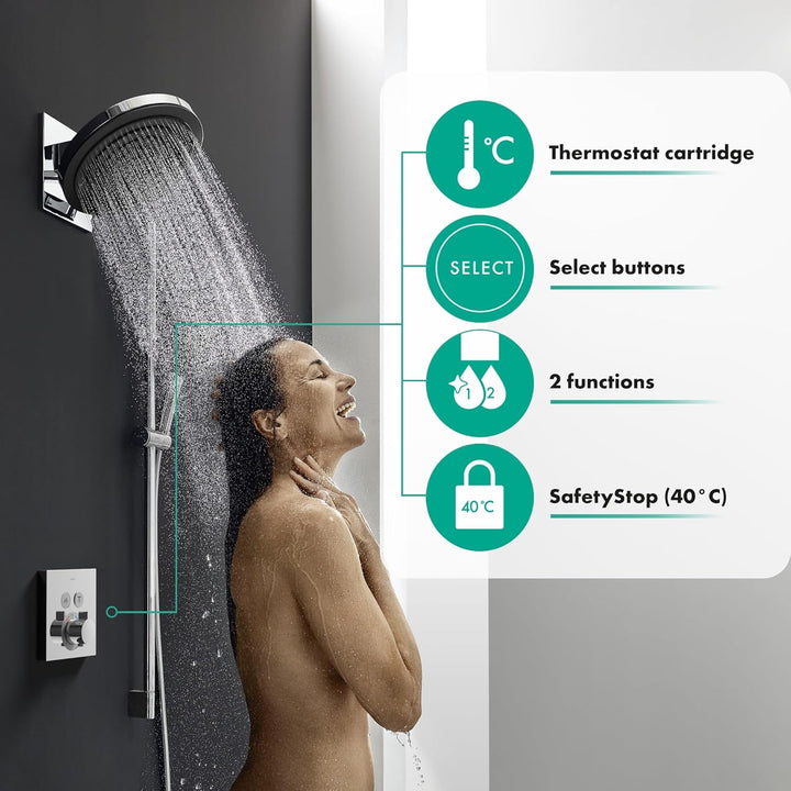 hansgrohe ShowerSelect - Thermostat Unterputz, Armatur mit Sicherheitssperre (SafetyStop) bei 40° C,