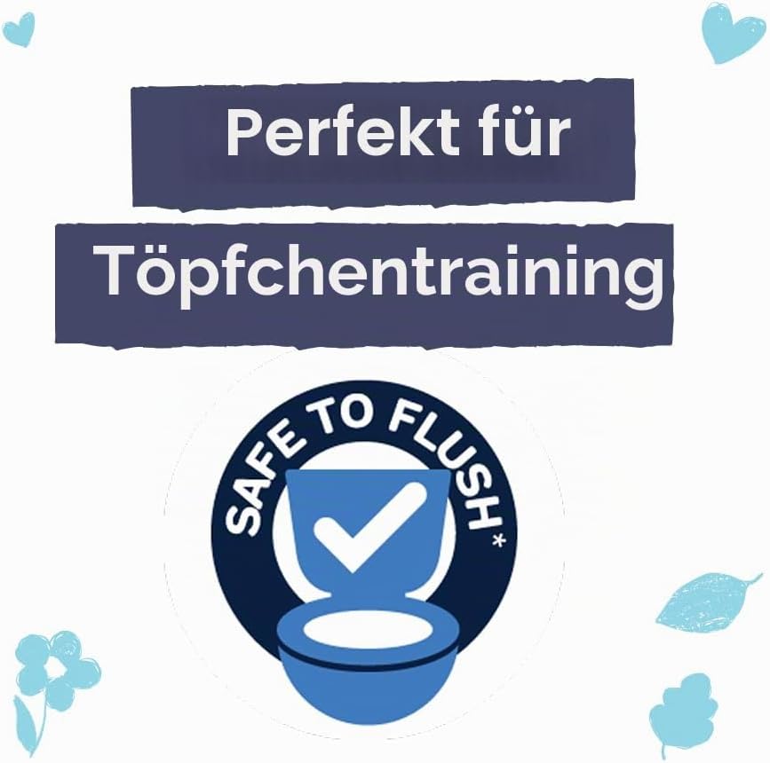 Pura Spülbare Öko-Baby-Feuchttücher für empfindliche Babyhaut, 720 Tücher (12 x 60 Tücher), Monatsbo