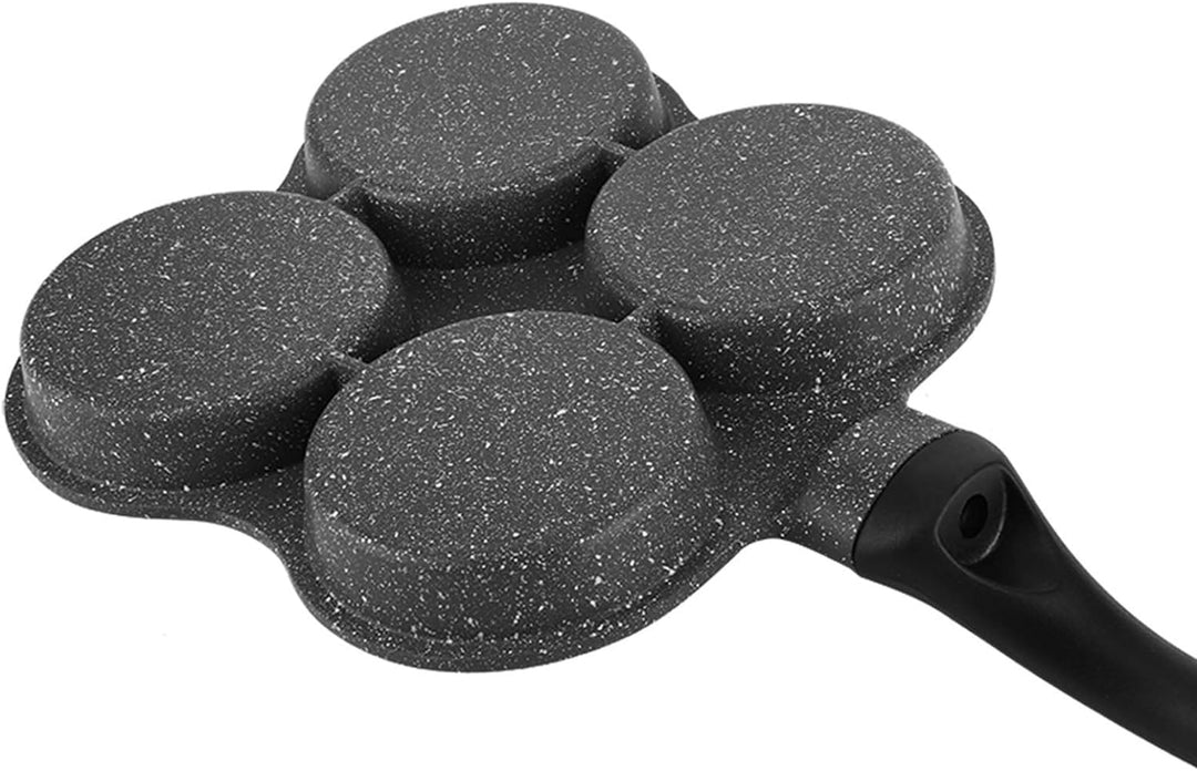 4-Loch-Pancake Pfanne,Non-Stick Omelett-Pfanne Burger Fried Pan Egg Maker mit Abnehmbarer Griff für