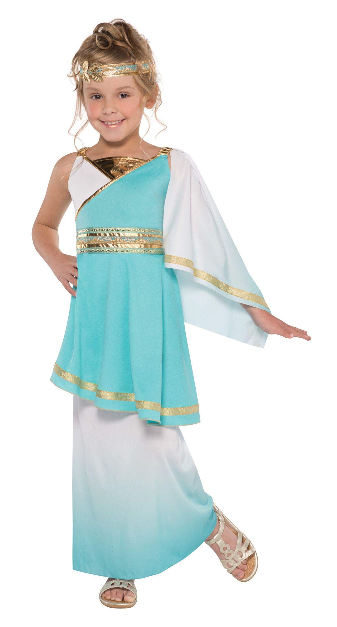 Amscan - Kinderkostüm Venus, Kleid und Stirnband, griechische / römische Göttin 10-12 Jahre, 10-12 J