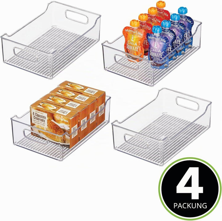 mDesign Aufbewahrungsbox für abgepackte Lebensmittel – Küchen Ablage mit offener Vorderseite und Gri