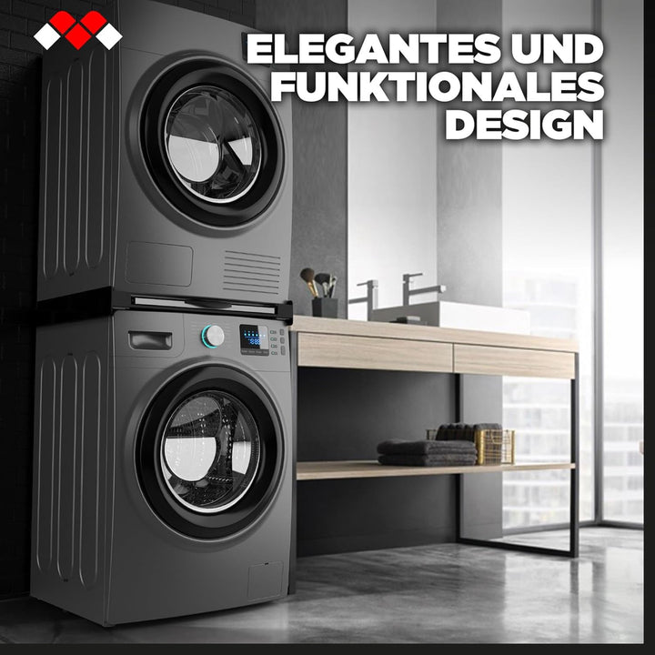 Meliconi, Torre Dark, Universal-Wäschetrockner-Zwischenbaurahmen, FSC®, ausziehbare Holzablage aus F