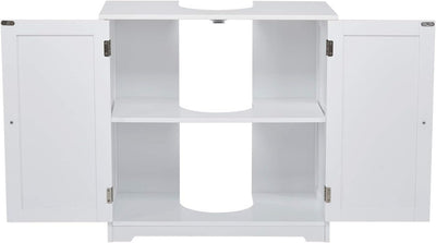 Mondeer Waschbeckenunterschrank,Unterschrank Badezimmerschrank Holz mit Türen 2 Fächer Platzsparend,