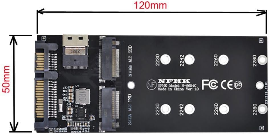chenyang M.2 NVME PCIE SSD auf SFF-8654 ＆ NGFF SATA SSD auf SATA 2 in 1 Combo Adapter für Mainboard(