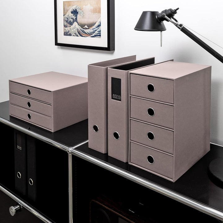 Rössler 1524452494 - S.O.H.O. 4er Schubladenbox für DIN A5, mit Griffloch, Taupe, 250 x 175 x 320 mm