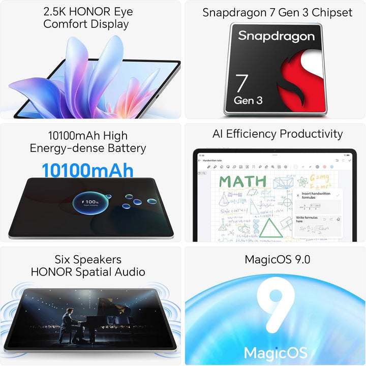 HONOR Pad 10 Tablet 8+256 GB, 12,1 Zoll, 120 Hz, 2,5K-Display, Snapdragon 7 Gen 3, 10100-mAh-Akku, u