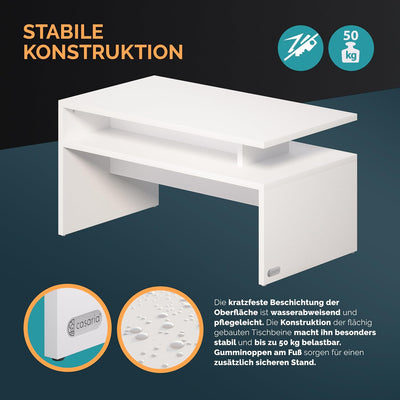 Casaria® Couchtisch mit Ablage Stauraum 92x51x48 cm Kratzfest Holz 50 kg Belastbarkeit Modern Gross