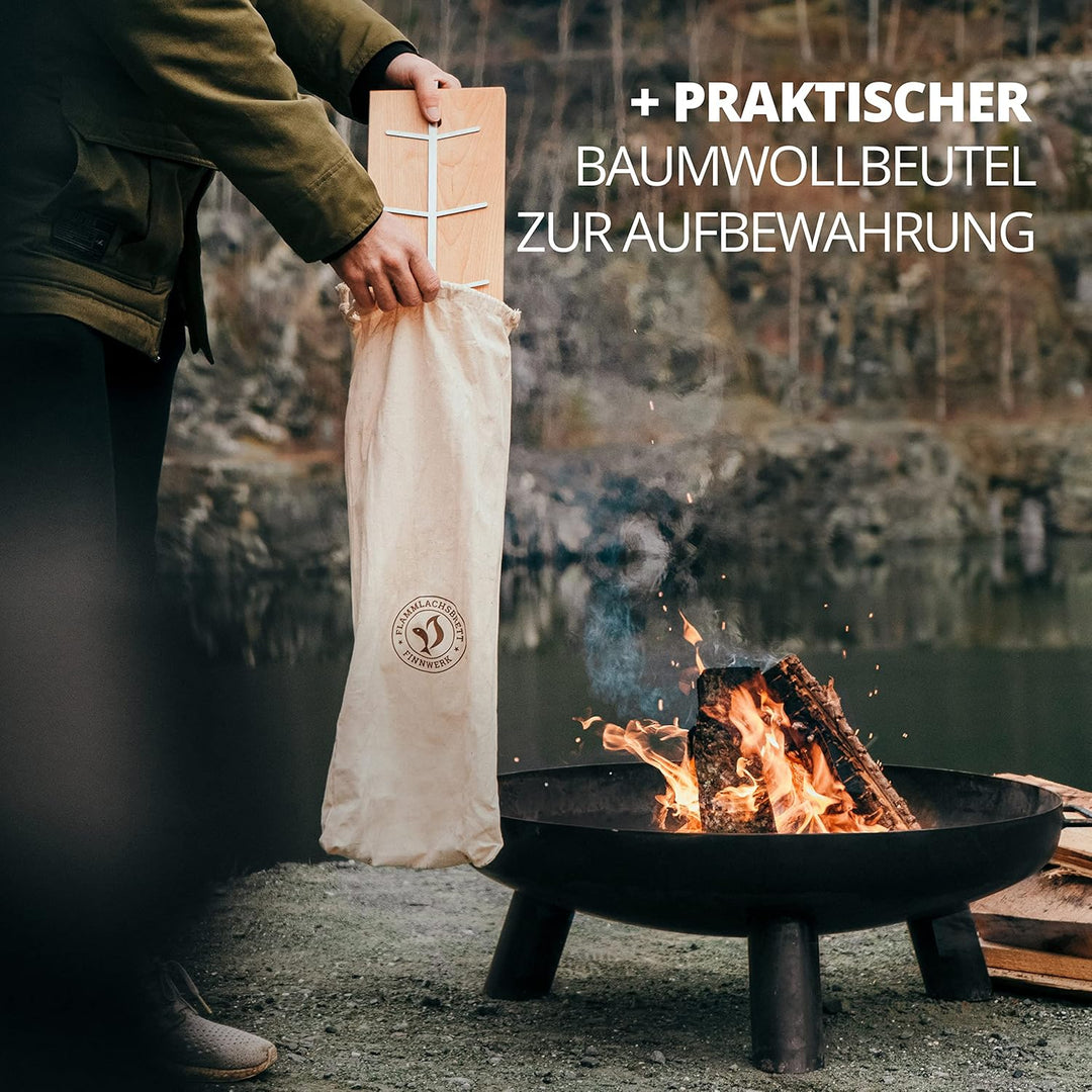 FINNWERK Flammlachsbrett - Flammlachsbretter mit Halterung aus Edelstahl - Perfekte Lachsbretter zum