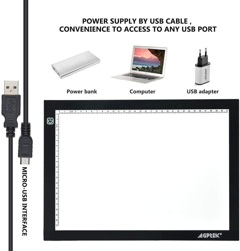 IMAGE Leuchttisch A4 Led Pad magnetisches Zeichenbrett dimmbarer Leuchtkasten Copy Board zum Zeichne