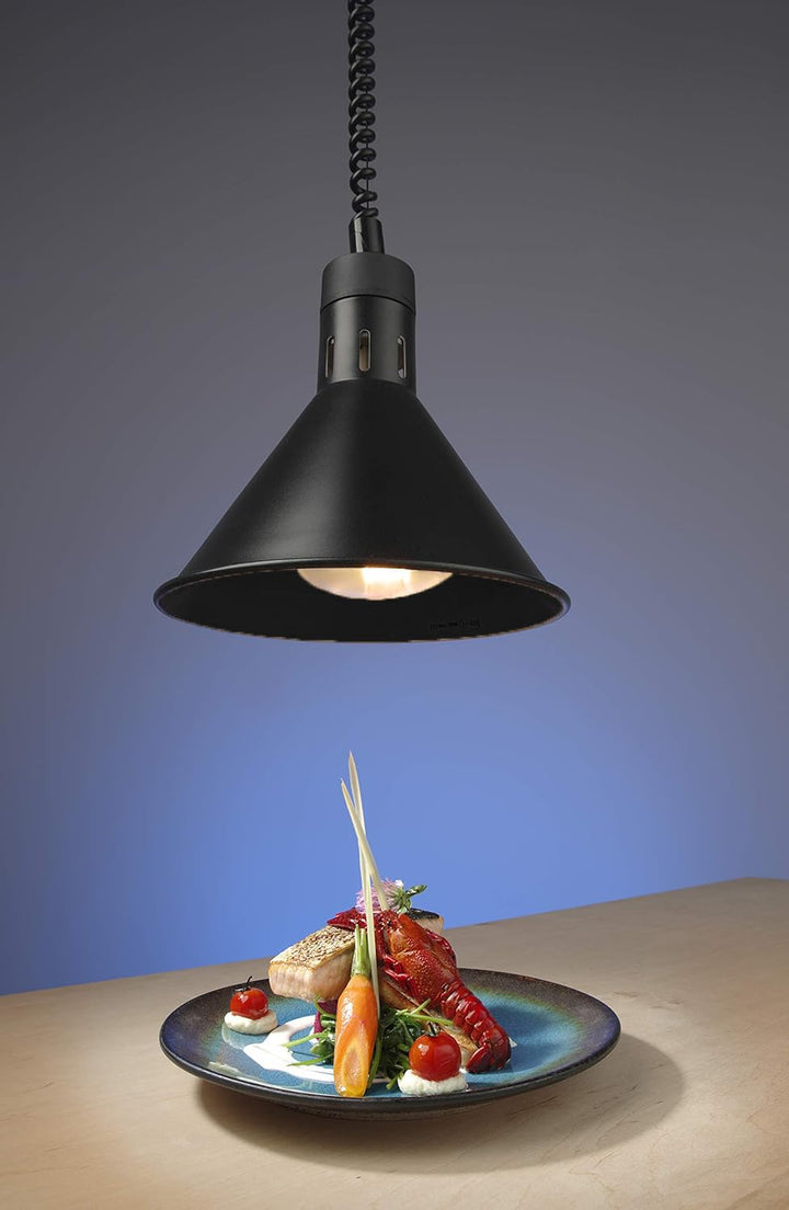 HENDI Wärmelampe, Inkl. Splitterfreie lampe, Höhenverstellbar, Konisch, Warmhalten von Speisen, Spei