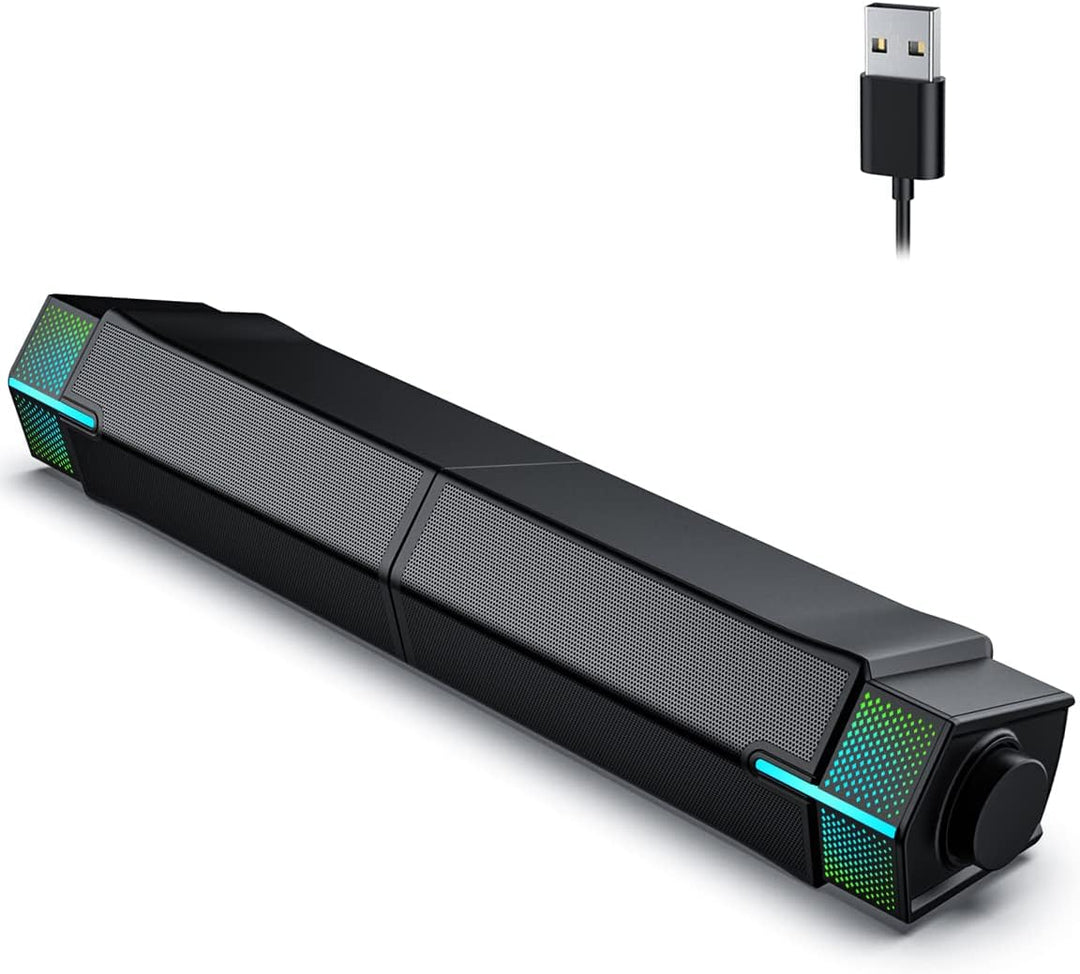 Jeecoo M20 Computer PC Lautsprecher, Bluetooth Lautsprecher mit Beleuchtung, Abnehmbar Pc Soundbar B