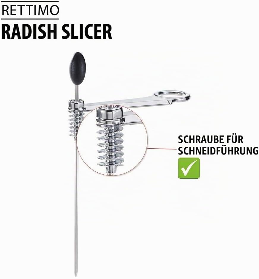 GEFU Rettichschneider RETTIMO – Rettich-Spiralschneider aus rostfreiem Edelstahl mit langen Haltesta