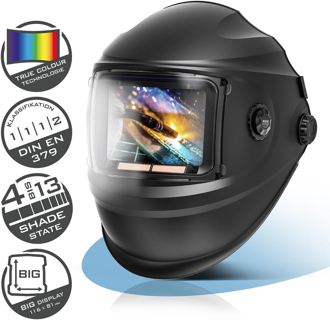 STAHLWERK Automatik-Schweisshelm BOOSTER 3-in-1 Schweisserhelm | Schweissermaske mit True-Colour-Ech