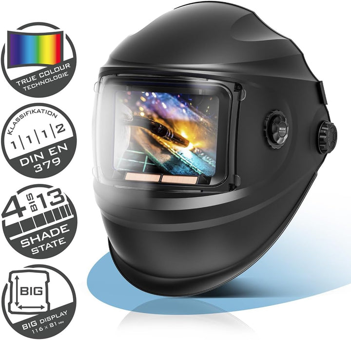 STAHLWERK Automatik-Schweisshelm BOOSTER 3-in-1 Schweisserhelm | Schweissermaske mit True-Colour-Ech
