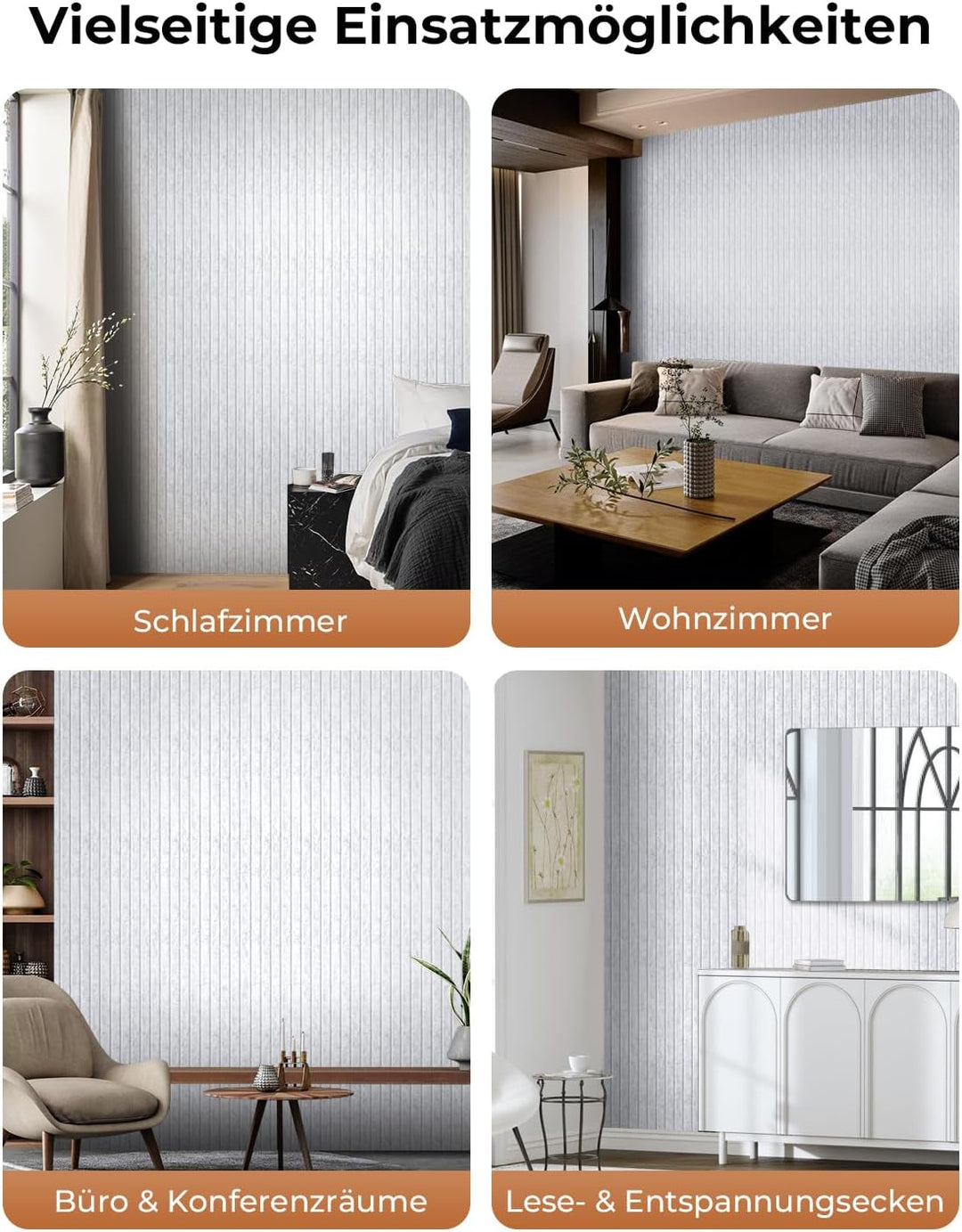 Akustikpaneele Selbstklebend, 10 Stück 120x60x0.9 cm(7.2m²) Wandpaneele Selbstklebend, Hohe Dichte S