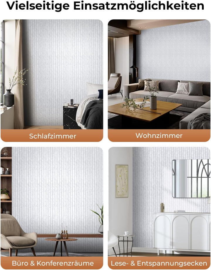 Akustikpaneele Selbstklebend, 10 Stück 120x60x0.9 cm(7.2m²) Wandpaneele Selbstklebend, Hohe Dichte S