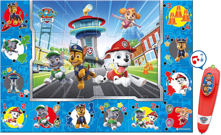 Clementoni Quiz-Bodenpuzzle Paw Patrol 70x100 cm - Kinderpuzzle mit 24 Maxi-Puzzleteilen - Lernspiel