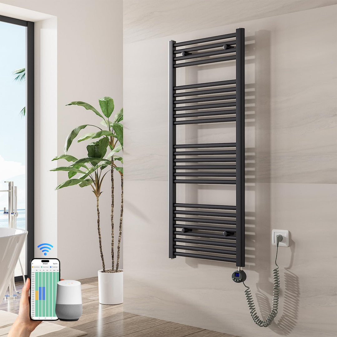 Heilmetz Badheizkörper Elektrisch mit Smart WiFi Heizstab 500W Leistung 1200 x 500 mm Anthrazit Gera