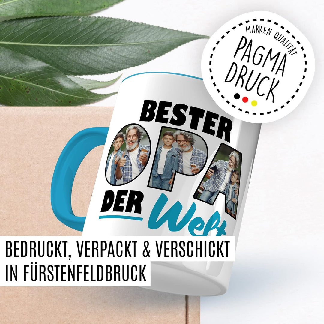 Opa Tasse personalisierbar mit Bild, Bester Opa der Welt, Geschenk personalisiert Grossvater Spruch