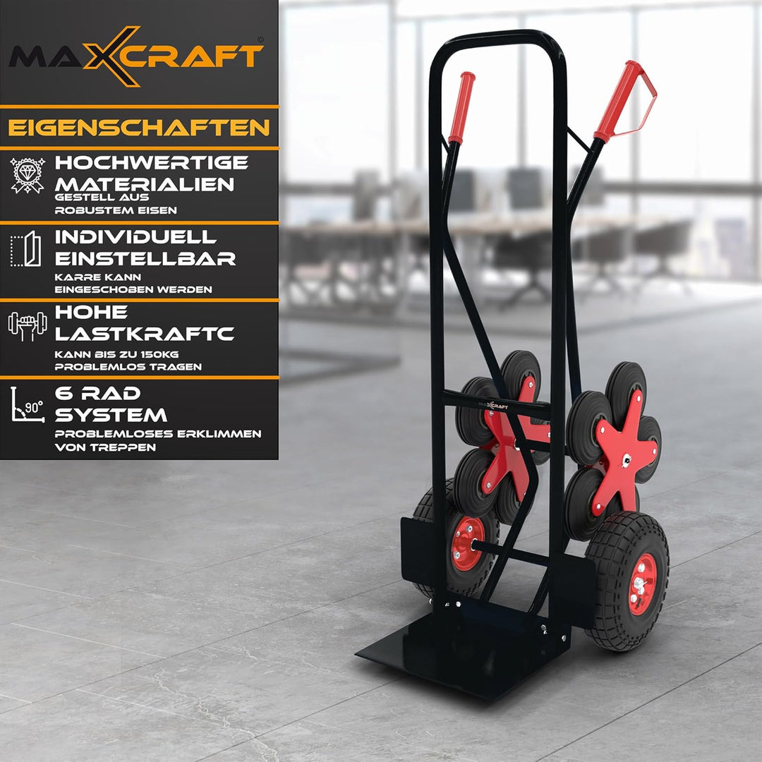 Sackkarre Treppenkarre bis 200 kg Treppensackkarre Transportkarre Treppensteiger - 12 Räder in Schwa