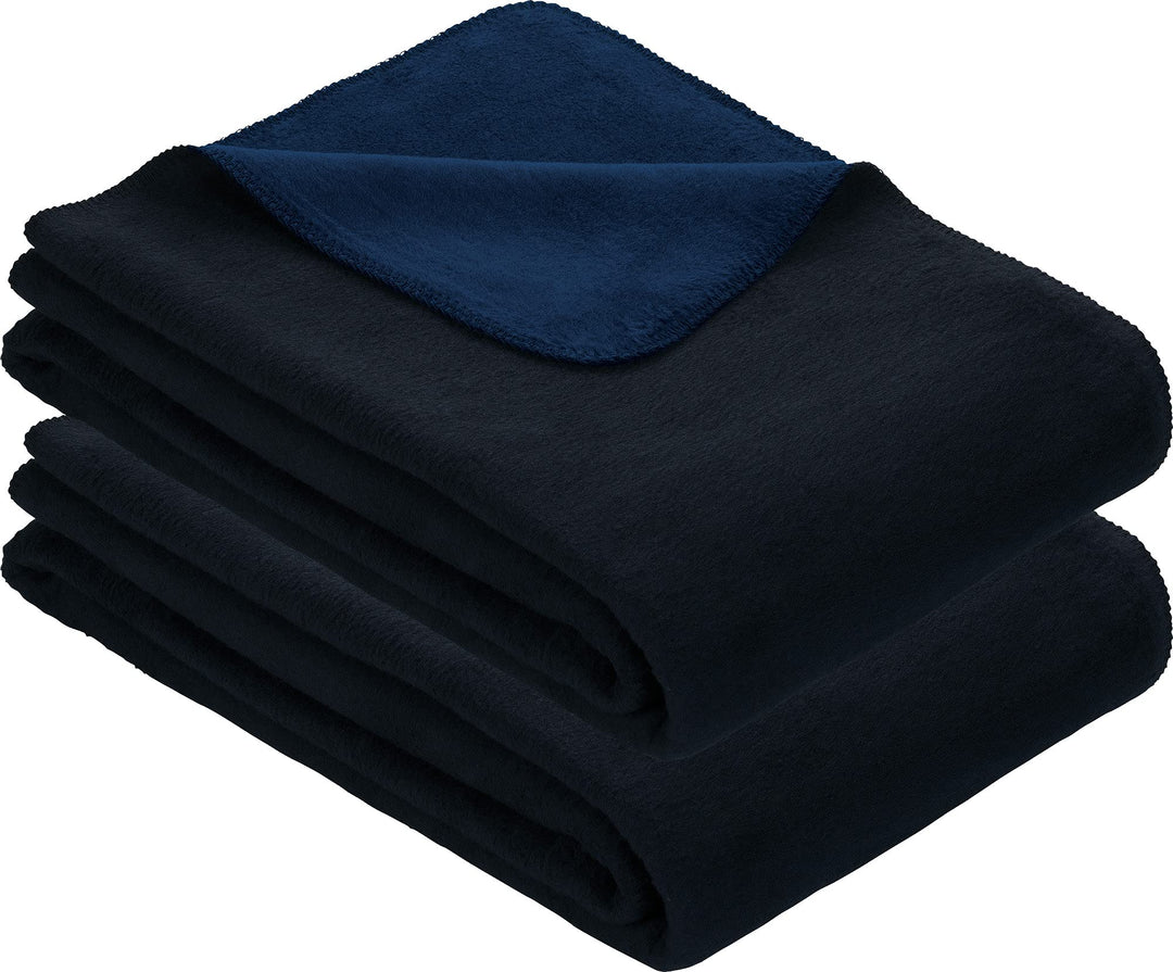 Erwin Müller Wohndecke, Wolldecke 2er- Pack blau/Marine Grösse 100x150 cm - weich, temparaturausglei