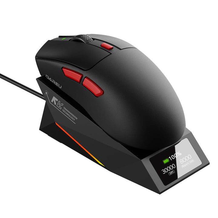 DAREU AE6 Pro Wireless RGB Gaming Mouse mit Anzeige Magnetic Charging Base - Custom PAW3950 Sensor m