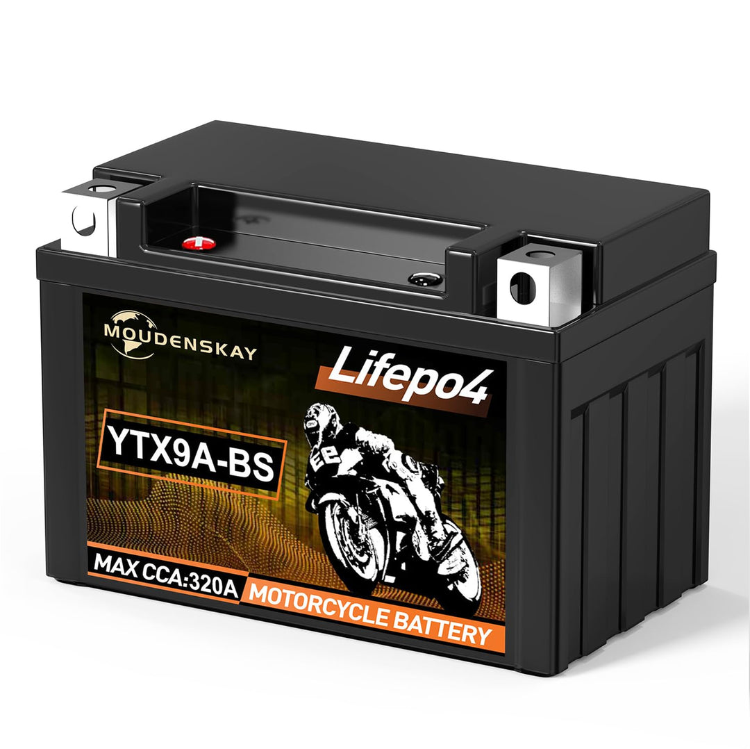 Lithium MotorradBatterie 12V Lithium Powersports Batterie mit BMS(YTX9A-BS 12.8V 4Ah 320CCA) LiFePO4