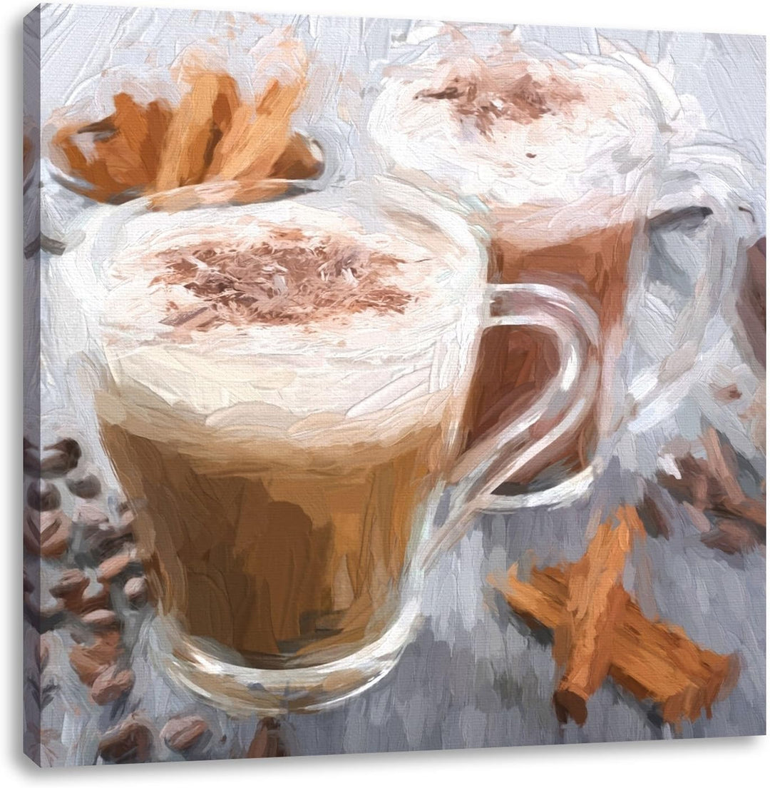 Pixxprint heisse Schokolade und frischer Kaffee mit Streuseln, Format: 70x70 auf Leinwand, 70x70