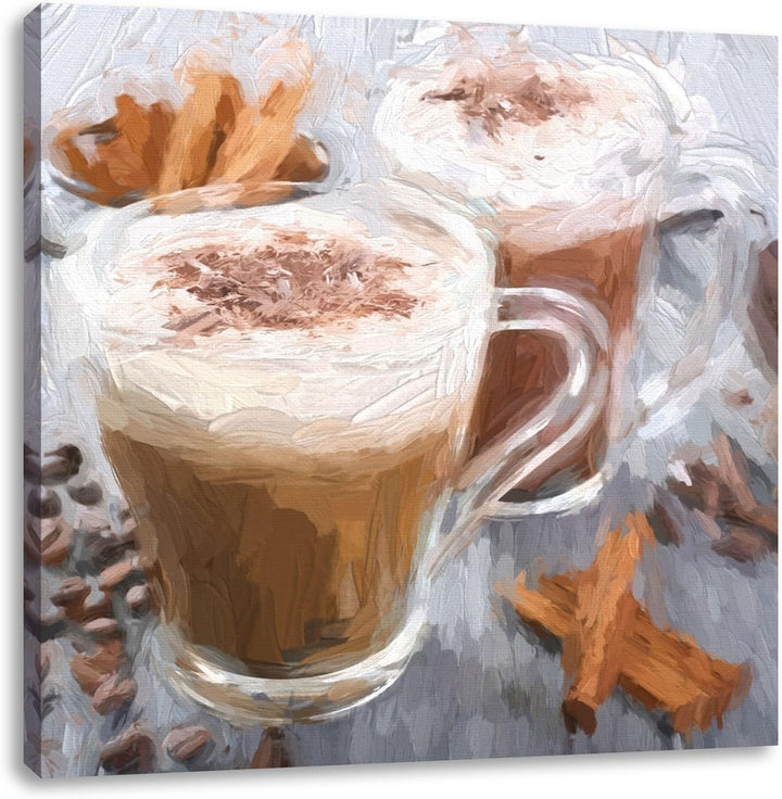 Pixxprint heisse Schokolade und frischer Kaffee mit Streuseln, Format: 70x70 auf Leinwand, 70x70