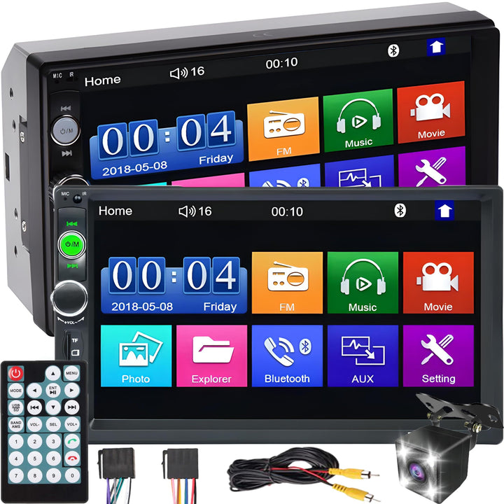 Retoo Autoradio mit Bluetooth USB Touchscreen, 7 Zoll Touch Display, 2DIN Media Receiver, Helligkeit