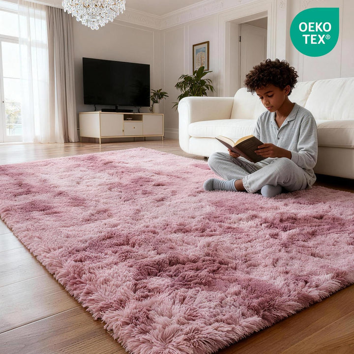 MARATIP Plüsch Teppich,Flauschiger Teppich Rund,grosse Grösse modernes Wohnzimmer,Kinder Mädchen,wei