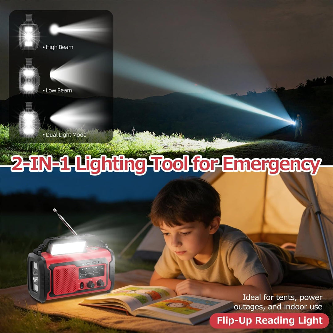Kurbelradio 27000mAh Notfallradio mit Solar & Handkurbel, AM/FM Emergency Radio mit SOS Alarm, Bluet