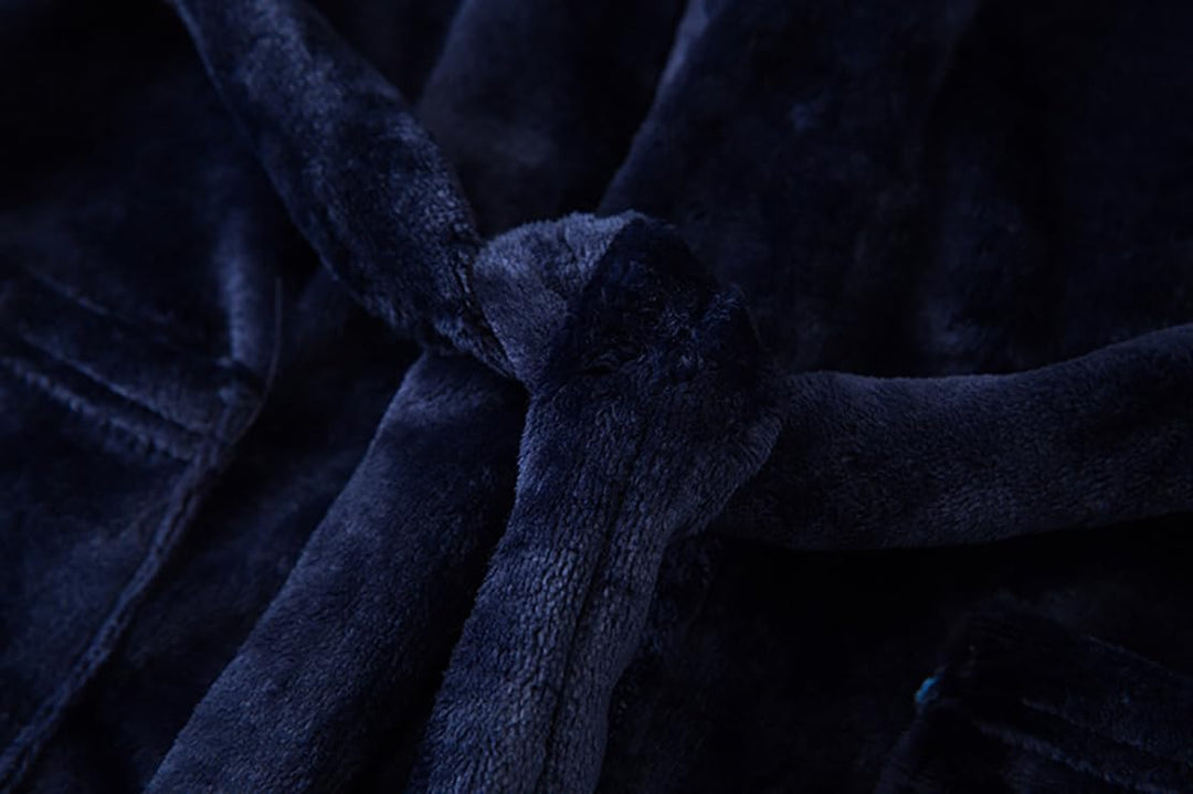 Bademantel für Mädchen, einfarbig, mit Kapuze, Flanell-Fleece-Bademantel für Jungen marineblau 9-12