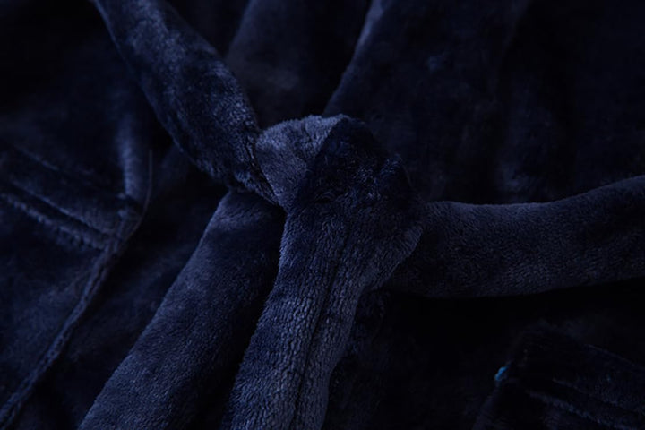 Bademantel für Mädchen, einfarbig, mit Kapuze, Flanell-Fleece-Bademantel für Jungen marineblau 9-12