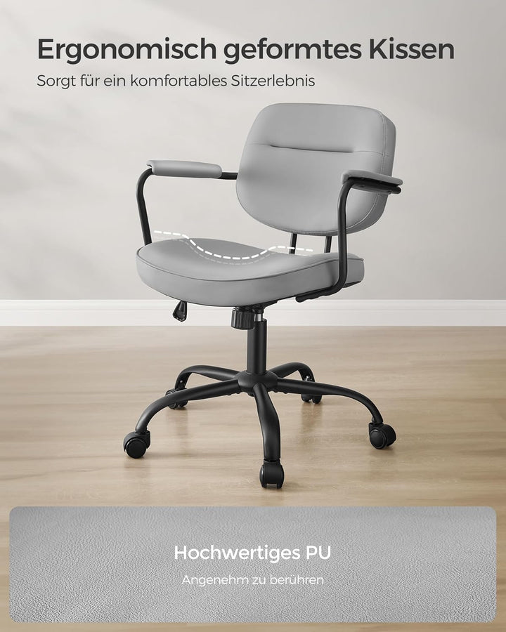 SONGMICS Homeoffice-Stuhl, Schreibtischstuhl, Schminkstuhl, PU, Drehstuhl, ergonomischer Bürostuhl,