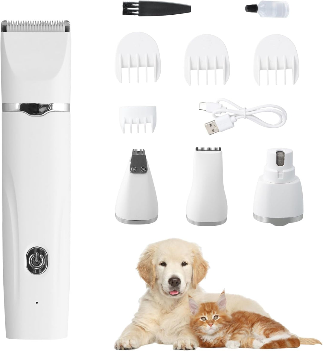 Focenat Schermaschine Set Hunde Katze, 4 in 1 Leise Pfotentrimmer, Elektrische Hundeschermaschine, H