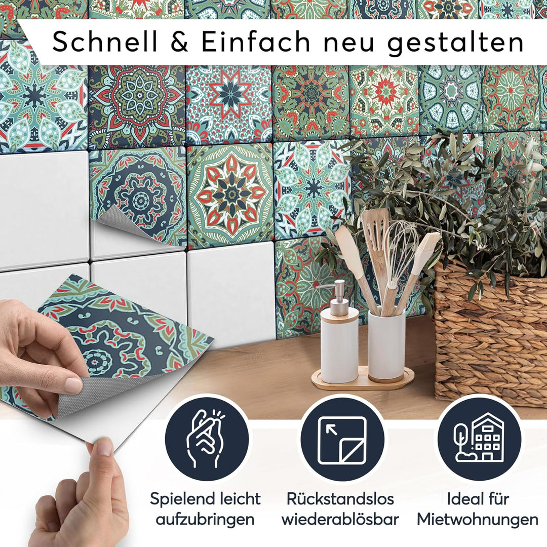 20 Stück Fliesenfolie für Bad und Küche 20x20 cm - Mosaikfliesen, Fliesensticker - Sticker Fliesen s