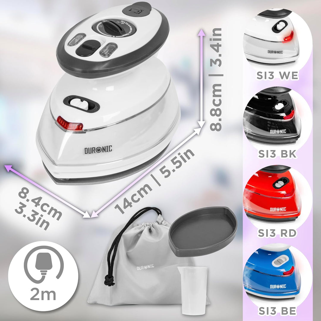 Duronic SI3 WE Mini Reisebügeleisen, 400W Mini Bügeleisen, Dampfbügeleisen 35ml Wassertank, kleines