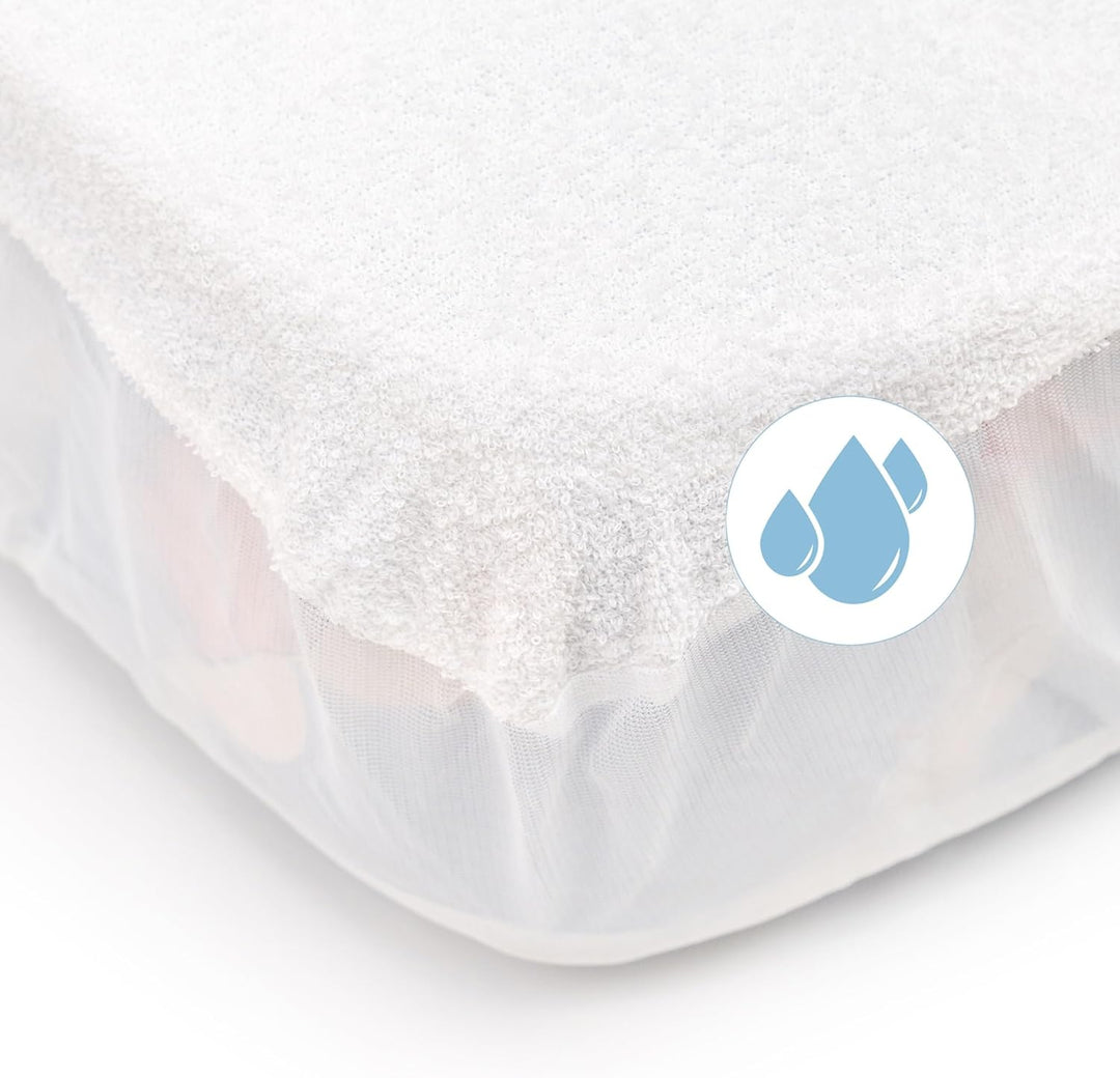 Matratzenschoner aus Baumwolle für Babykrippe | 70 x 140 cm | Wasserdicht | Atmungsaktiv | mit Gummi