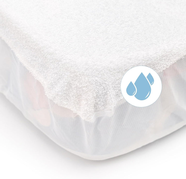 Matratzenschoner aus Baumwolle für Babykrippe | 70 x 140 cm | Wasserdicht | Atmungsaktiv | mit Gummi