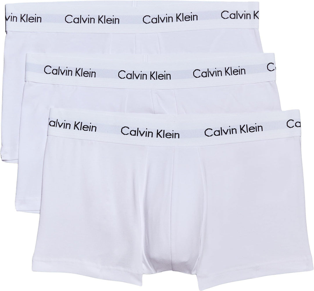 Calvin Klein Herren 3er Pack Boxershorts Low Rise Trunks Unterwäsche M Weiss, M Weiß