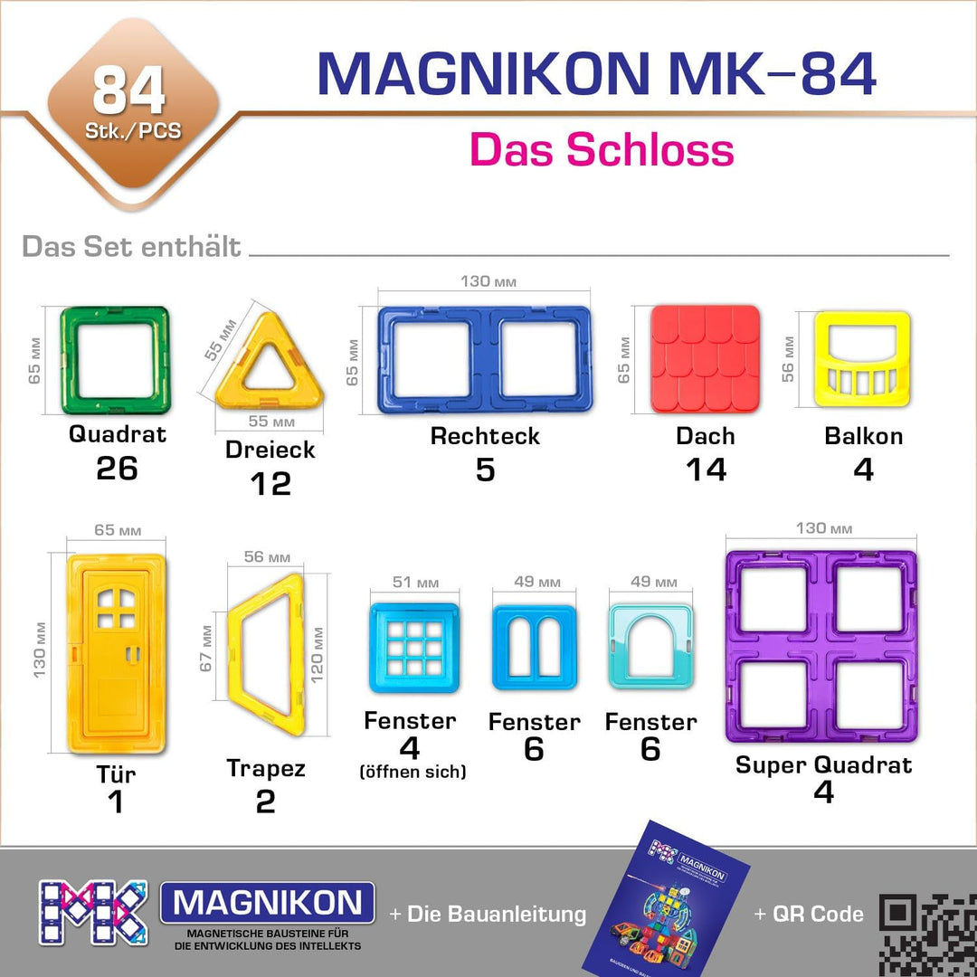 MAGNIKON Magnetische Bausteine 35, 84 Teile - Kinderspielzeug ab 3 Jahre, Magnete Kinder, Magnet Spi