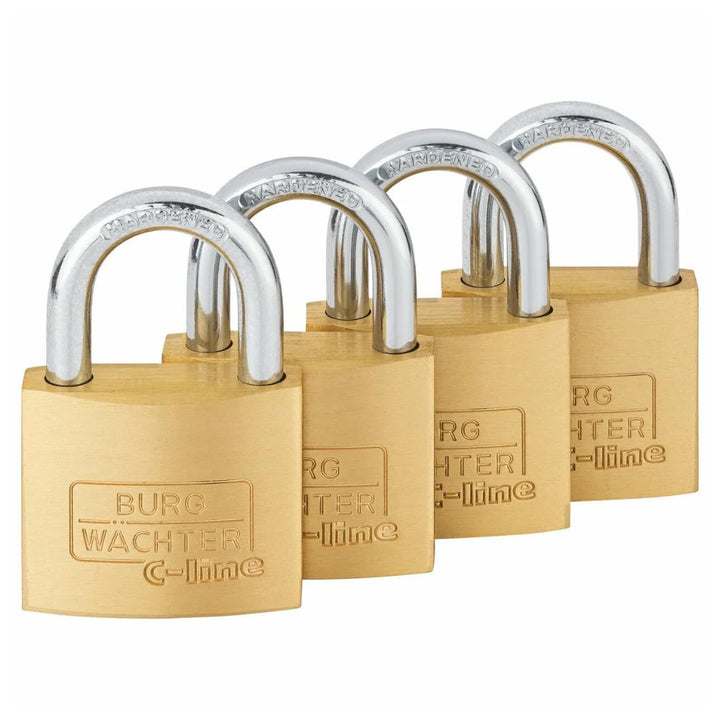 BURG-WÄCHTER 4er-Set Vorhängeschloss mit Schlüssel, Gleichschliessend, Vorhangschloss, 6 mm Bügelstä