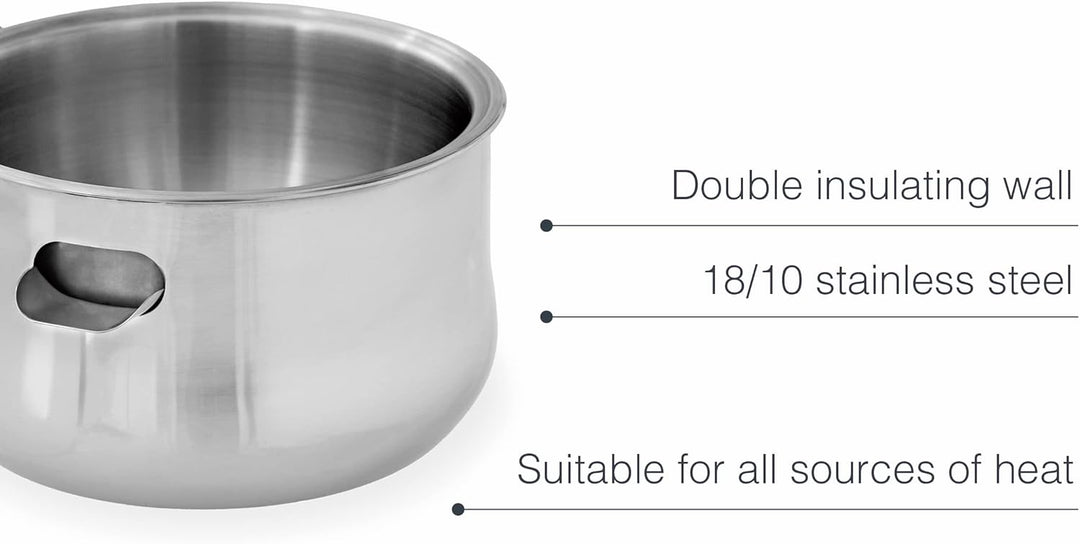 LACOR - 62600 - Wasserbadetopf, 18/10 Edelstahleimer, hitzebeständiger Griff, seitliche Öffnung für