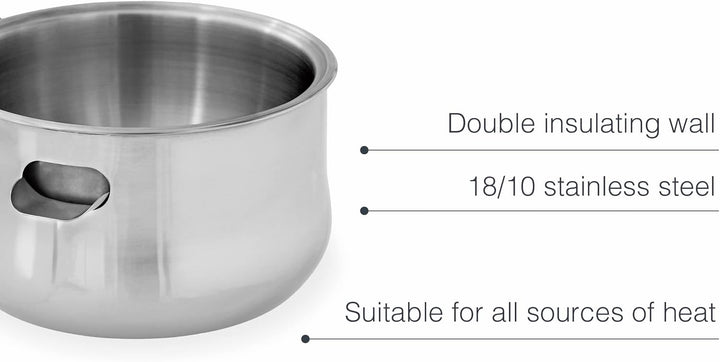 LACOR - 62600 - Wasserbadetopf, 18/10 Edelstahleimer, hitzebeständiger Griff, seitliche Öffnung für