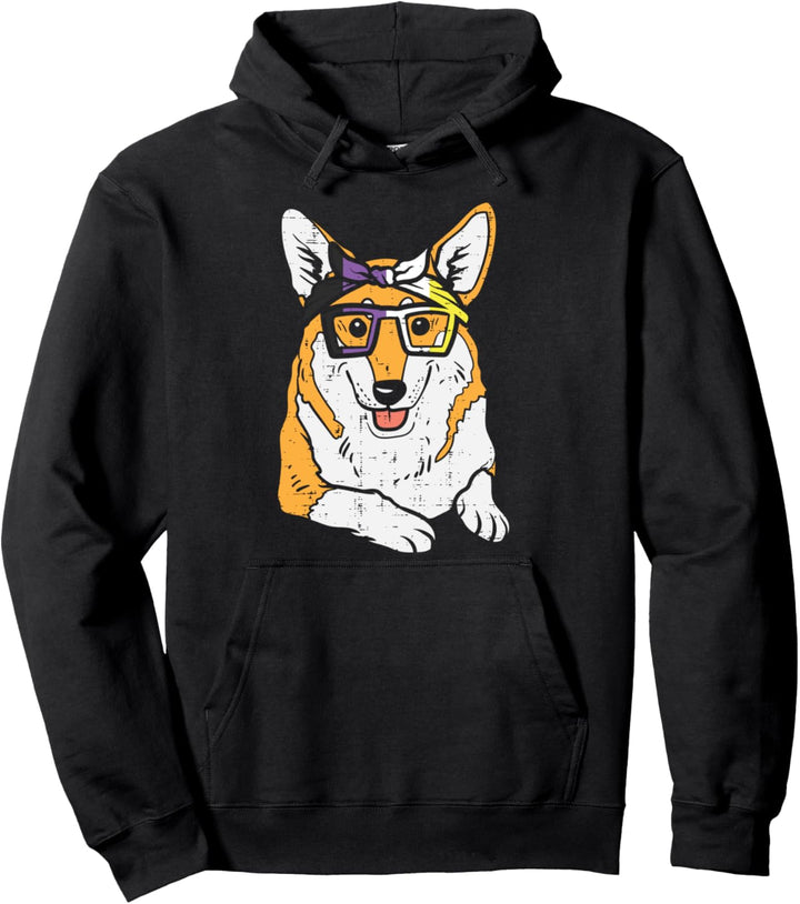 Welsh Corgi Dog Bandana LGBTQ Non-Binary Flag Genderqueer Pullover Hoodie