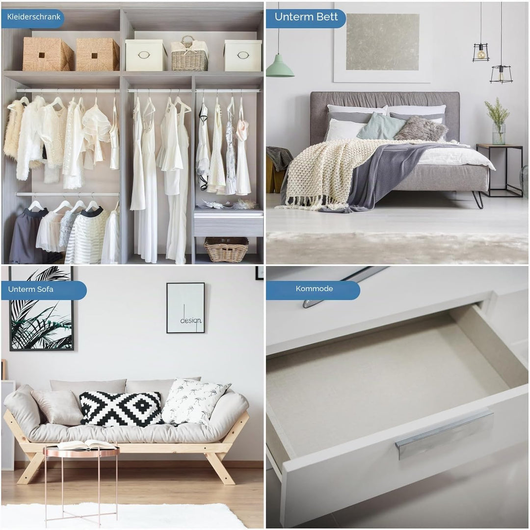 DesignSter 2 Stück Aufbewahrung Bettwäsche Organizer, Faltbarer Organizer Unterbett Kleiderschrank A