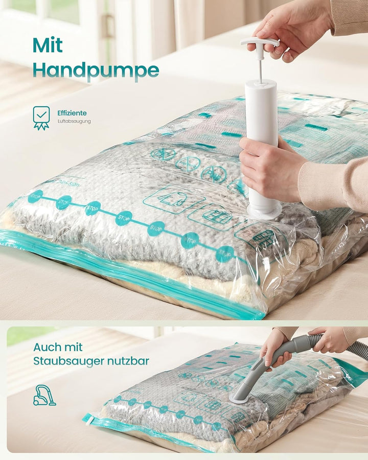 SONGMICS Vakuumbeutel, Vakuumierbeutel für Kleidung, Bettwäsche, Aufbewahrungsbeutel Reisen, platzsp