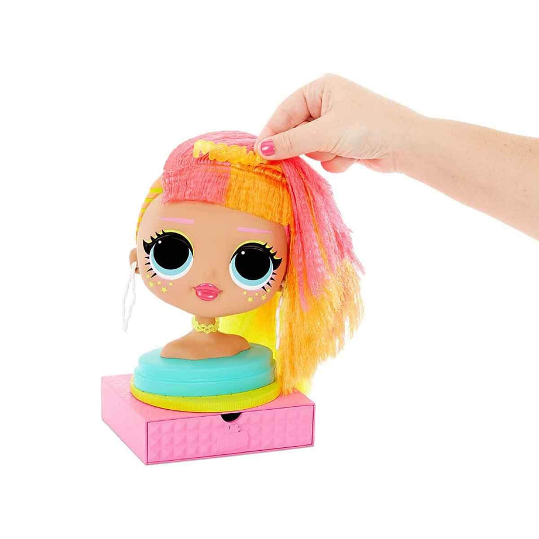 L.O.L. Surprise!, O.M.G. Styling Head Neonlicious – Frisierkopf mit 30 Überraschungen, Styling-Erwei